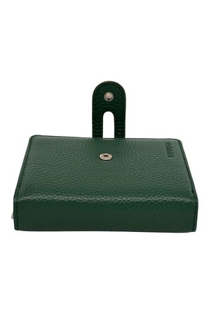 %100 Hakiki Deri Patlı ve Çıtçıtlı Dikey Model Kadın Cüzdan Haki