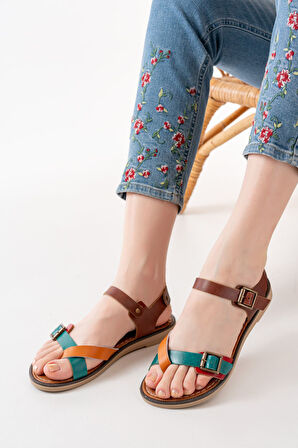 ASFSTORE 205-091 Multi Ortopedik Hakiki Deri Kadın Sandalet
