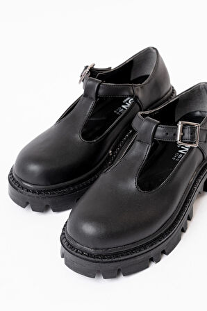 ASFSTORE 868-757 Siyah Günlük Yüksek Tabanlı Loafer Ayakkabı