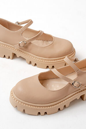 ASFSTORE 868-756 Nut Günlük Yüksek Tabanlı Loafer Ayakkabı