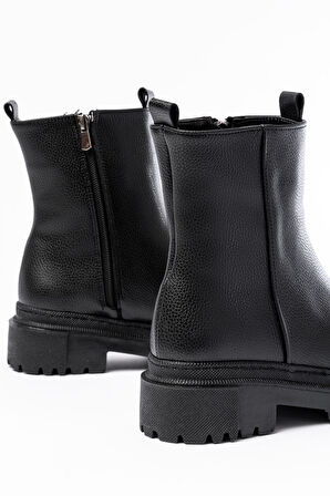 ASFSTORE 812-2012 Siyah Fermuarlı Günlük Kadın Bot