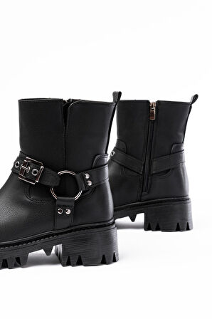 ASFSTORE 868-2015 Siyah Fermuarlı Günlük Kadın Bot