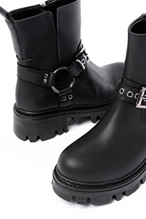 ASFSTORE 868-2015 Siyah Fermuarlı Günlük Kadın Bot
