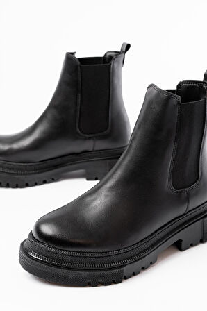 ASFSTORE 812-2137 Siyah Lastikli Günlük Kadın Bot 
