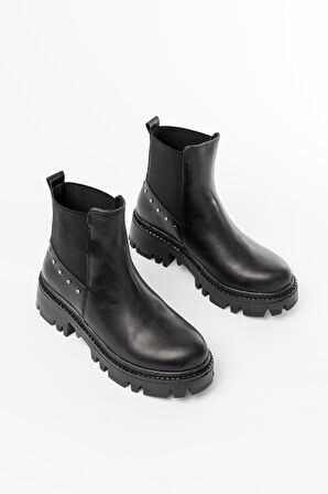 ASFSTORE 868-2005 Siyah Lastikli Günlük Kadın Bot