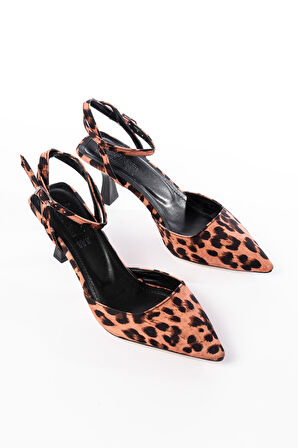 ASFSTORE ST-004 Leopar Günlük 7 cm Topuklu Bayan Ayakkabı