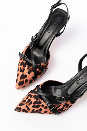 ASFSTORE ST-005 Leopar Günlük 7 cm Topuklu Bayan Ayakkabı 