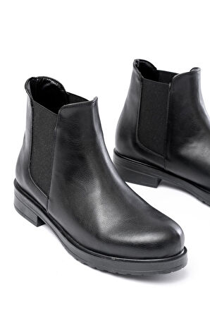 ASFSTORE 165-230 Siyah Lastikli Günlük Kadın Bot