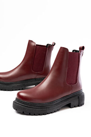 ASFSTORE 812-2137 Bordo Lastikli Günlük Kadın Bot