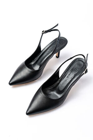ASFSTORE ST-1152 Siyah Günlük 7 cm Topuklu Kadın Ayakkabı