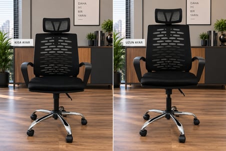 Ergonomik Fileli Ofis Yönetici Koltuğu Ayarlanabilir Başlık, Çift Mekanizmalı Ofis Çalışma Koltuğu, Oyuncu Koltuğu