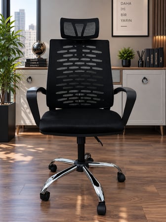Ergonomik Fileli Ofis Yönetici Koltuğu Ayarlanabilir Başlık, Çift Mekanizmalı Ofis Çalışma Koltuğu, Oyuncu Koltuğu