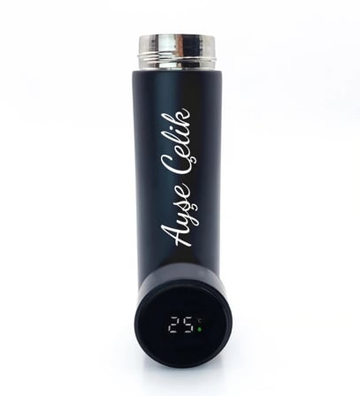 Kişiye Özel Siyah 500 ML Dereceli Termos & Defter & Kupa & Kalem Hediye Seti