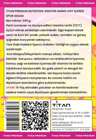 Titan Premium Creatine 300 Gr Monohyrate Mikronized-Aromasız
