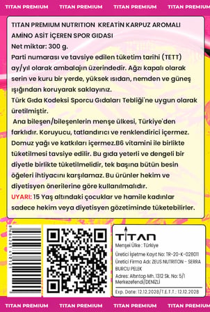 Titan Premium Creatine 300 Gr Monohyrate Mikronized-Karpuz