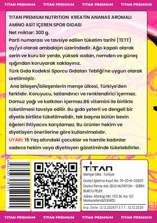 Titan Premium Creatine 300 Gr Monohyrate Mikronized-Ananas