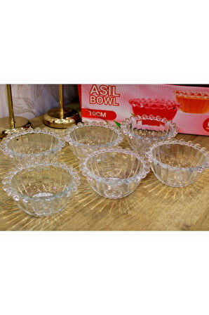 Boncuklu 6 lı Cam Kase Kahvaltılık&Çerezlik