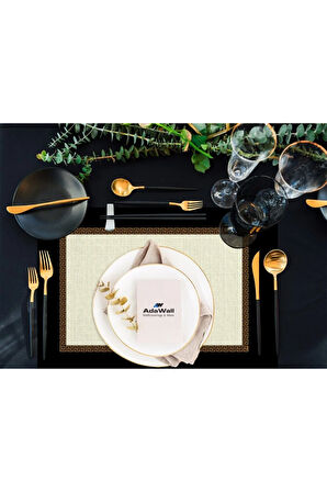 Figüratif Gold Kumaş Amerikan Servis 4'lü Set 35x50cm (Keten, Ulusl. Yıkama Ve Solmama Sertifikası)