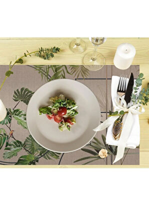 Modern Geometrik Kumaş Amerikan Servis 4'lü Set (keten Kumaş Ulusl. Yıkama Ve Solmama Sertifikası)