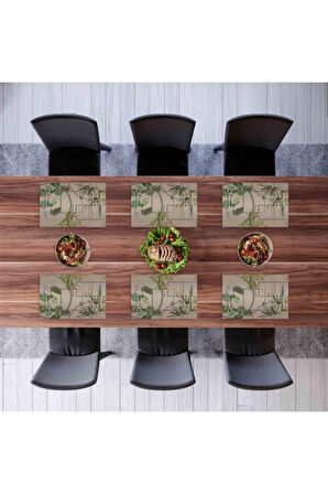 Modern Geometrik Kumaş Amerikan Servis 4'lü Set (keten Kumaş Ulusl. Yıkama Ve Solmama Sertifikası)