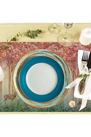 Bahar Konseptli Kumaş Amerikan Servis 4'lü Set 35x50cm (Keten, Ulusl. Yıkama Ve Solmama Sertifikası)