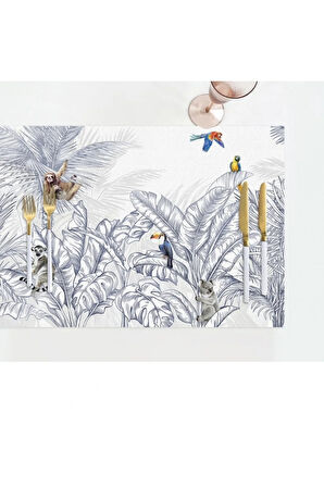 Çizgisel Tasarım Kumaş Amerikan Servis 4'lü Set 35x50cm (keten, Ulusl.yıkama Ve Solmama Sertifikası)