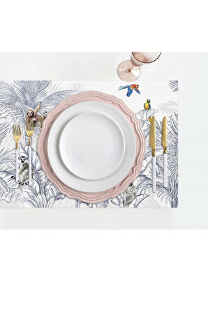 Çizgisel Tasarım Kumaş Amerikan Servis 4'lü Set 35x50cm (keten, Ulusl.yıkama Ve Solmama Sertifikası)