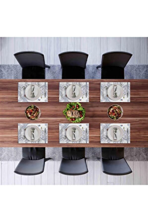 Çizgisel Tasarım Kumaş Amerikan Servis 4'lü Set 35x50cm (keten, Ulusl.yıkama Ve Solmama Sertifikası)