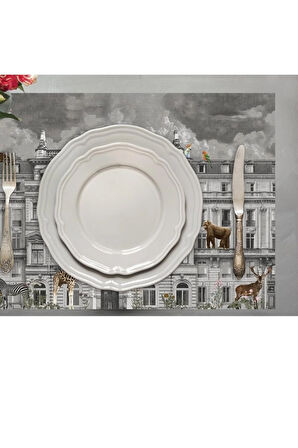 Zoo Design Kumaş Amerikan Servis 4'lü Set 35x50cm (keten Kumaş Ulusl. Yıkama Ve Solmama Sertifikası)