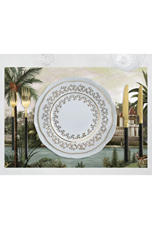 Manzara Kumaş Amerikan Servis 4'lü Set 35x50cm Keten Kumaş Ulusl. Yıkama Ve Solmama Sertifikası