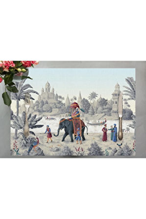 Otantik Manzara Kumaş Amerikan Servis 4'lü Set 35x50cm (Keten, Ulusl. Yıkama Ve Solmama Sertifikası)