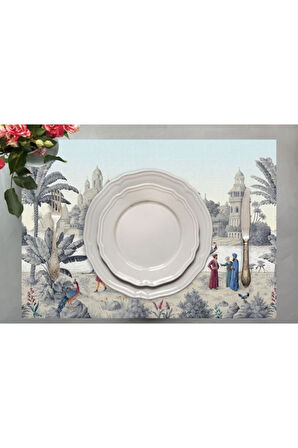 Otantik Manzara Kumaş Amerikan Servis 4'lü Set 35x50cm (Keten, Ulusl. Yıkama Ve Solmama Sertifikası)