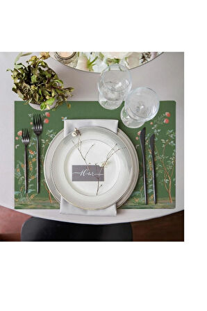 Çiçek Tasarımlı Kumaş Amerikan Servis 4'lü Set 35x50cm (keteni Ulusl. Yıkama Ve Solmama Sertifikası)