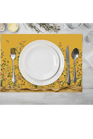 Sarı Bahçe Kumaş Amerikan Servis 35x50cm (Keten Kumaş Ulusl. Yıkama Ve Solmama Sertifikası)