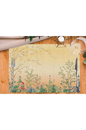 Colorful Mini Flowers Kumaş Amerikan Servis 4'lü Set (keten, Ulusl.yıkama Ve Solmama Sertifikası)