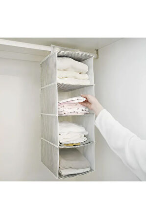 (2 ADET) ALAS Dolap İçi 4 Raflı Çok Katlı Dolap içi Düzenleyici Organizer 24*29*64 cm