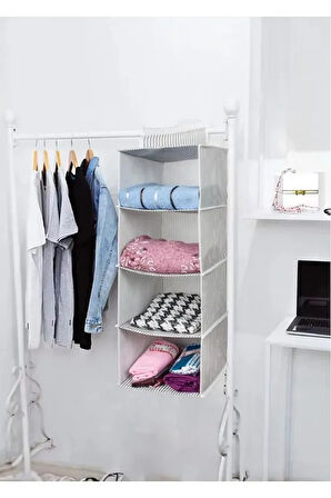 (3 ADET) ALAS Dolap İçi 4 Raflı Çok Katlı Dolap içi Düzenleyici Organizer 24*29*64 cm