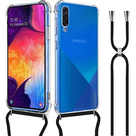 Samsung Galaxy A30S Askılı İpli Şeffaf Tank Kılıf