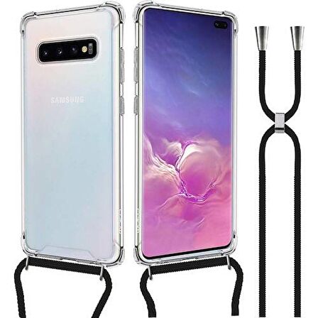 Samsung Galaxy S10 Plus Askılı İpli Şeffaf Tank Kılıf