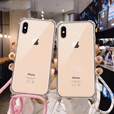 iPhone XS Boyun Askılı İpli Şeffaf Tank Kılıf