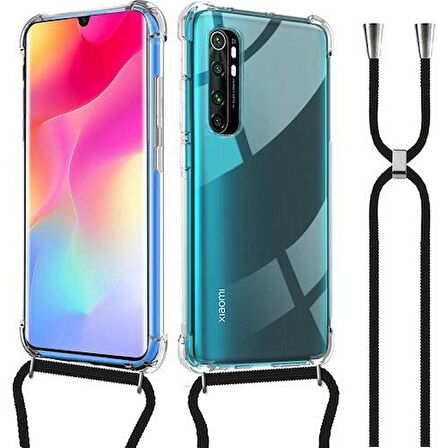 Xiaomi Mi Note 10 Lite Askılı İpli Şeffaf Tank Kılıf