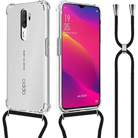 Oppo A5 2020 Boyun Askılı Şeffaf Tank Kılıf 