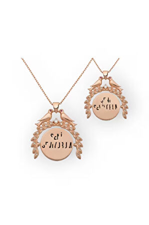 Modahilye 925 Ayar Gümüş Aşk Kumruları Rozegold Seni Seviyorum Tasarım Kolye