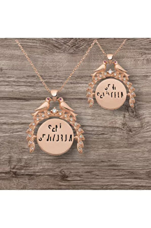 Modahilye 925 Ayar Gümüş Aşk Kumruları Rozegold Seni Seviyorum Tasarım Kolye