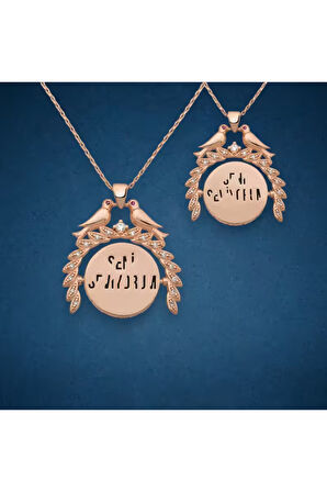 Modahilye 925 Ayar Gümüş Aşk Kumruları Rozegold Seni Seviyorum Tasarım Kolye