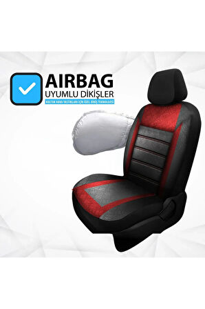 Volvo V40 UYUMLU TAM SET Gofya KIRMIZIOto Koltuk Kılıfı - Ön Arka Tam Set