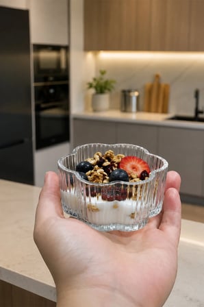 Margherita Cam Tatlı,Dondurma,Magnolya Sunum Kasesi/Kahvaltılık ve Çeriz seti 6 lı 140 ml