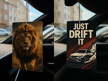 Aslan ve Just Drift It - İkili Oto Kokusu - Dekoratif Araç Kokusu ve Aksesuarı