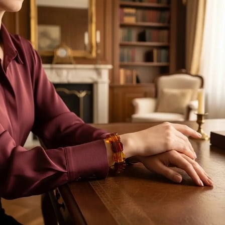 Yetişkin Sarı Kırmızı Özel Düküm Hareli Unisex Ateş Kehribar Bileklik