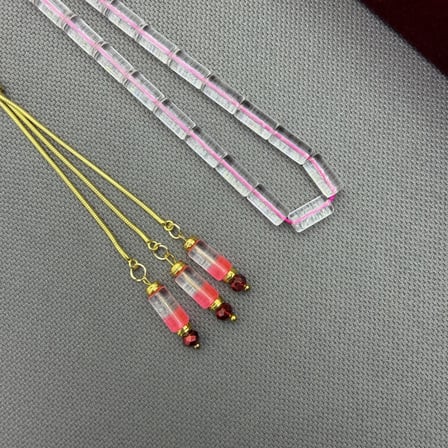 925 Ayar Gümüş Püsküllü Özel Tasarım Kesme Model Pembe Detaylı Alman Bakalit Tespih